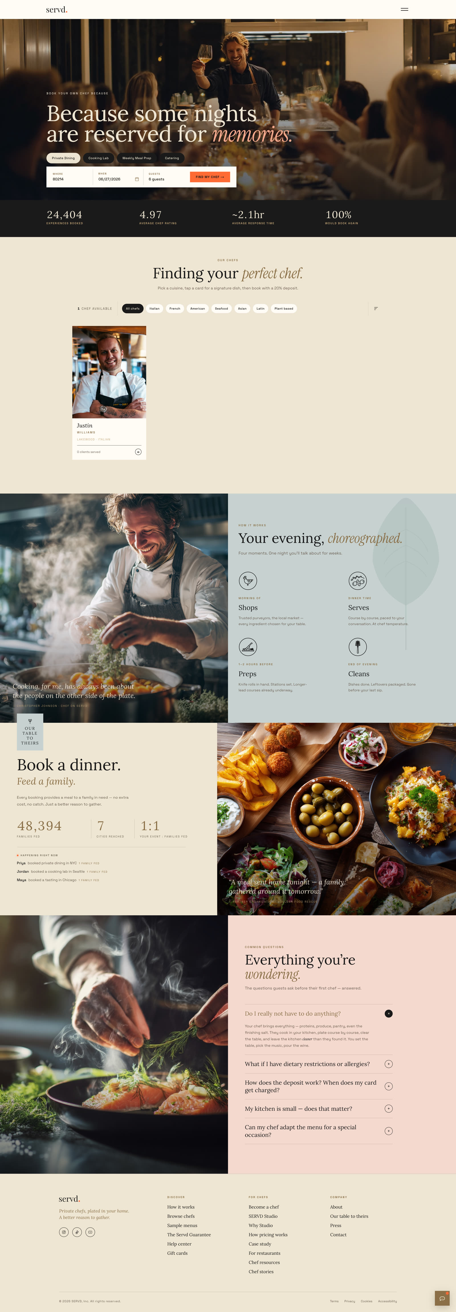 Servd homepage — live site