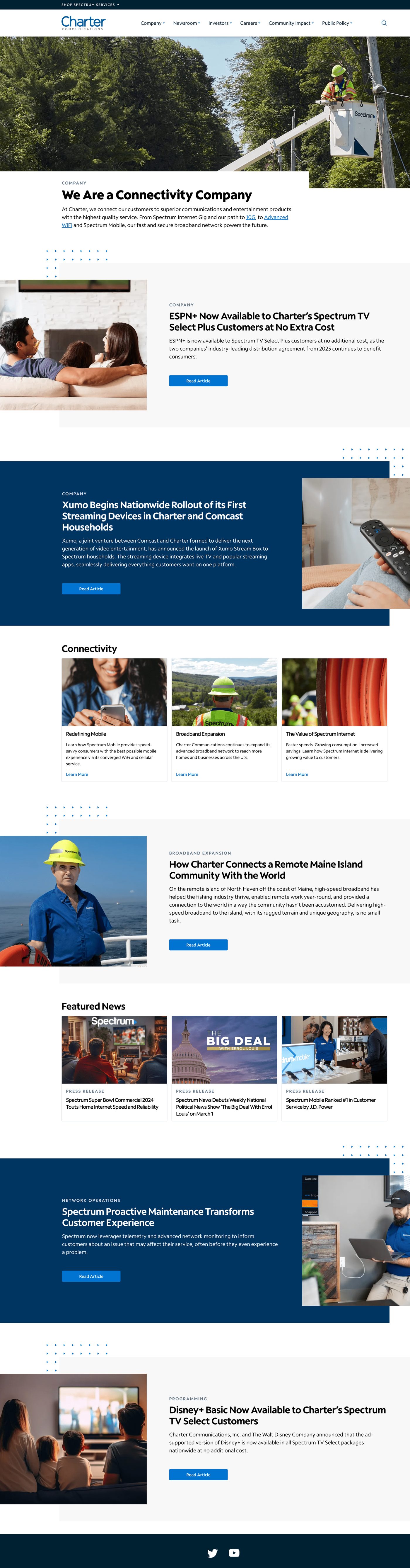 Spectrum Corporate — full homepage as it ships today